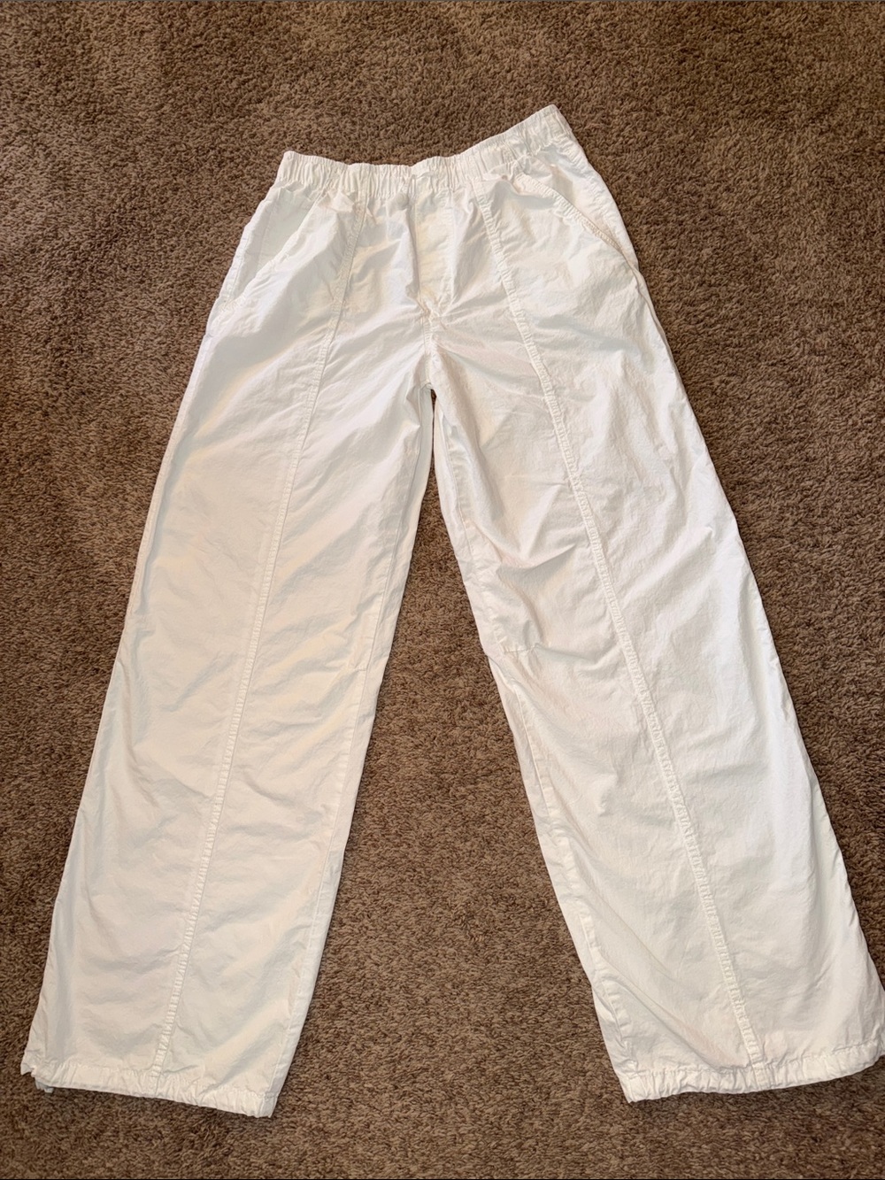 Zara White Parachute Pants Baggy Cargo Trousers XS